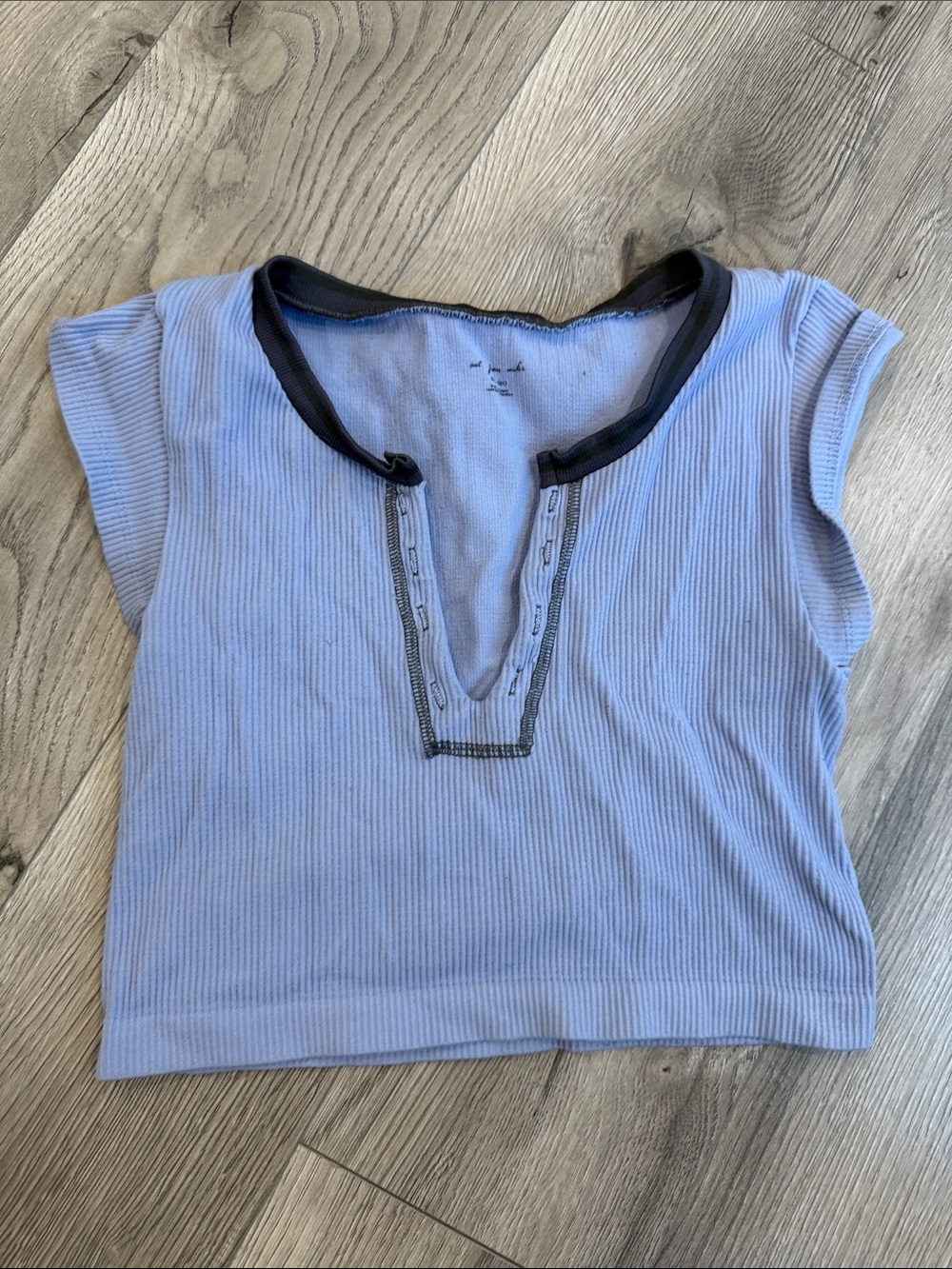 Urban Outfitters Lavender Ribbed Cap-Sleeve Top with Black Trim